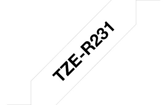 Alkuperäinen Brother TZeR231 -satiininauha – musta teksti valkoisella nauhalla, 12 mm